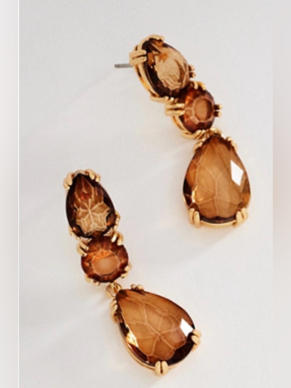 Anthropology Gradient Crystal Three-stone Drop Earrings